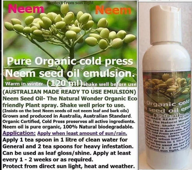 Neem Seed oil, Organic Cold press All purpose, for home garden Australian made