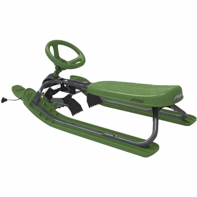 Snow Racer Iconic BIO Green Schlitten Kinder Schnee rodeln grün Lenkrad Lenker