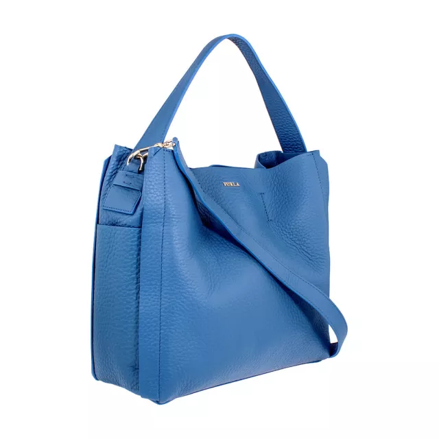 Furla Capriccio Ladies Medium Blue Genziana Leather Hobo Bag 961739 2