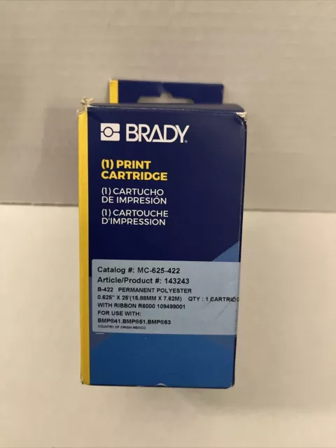 BRADY MC-625-422 Label Tape Cartridge, Black on White, Labels/Roll: Continuous