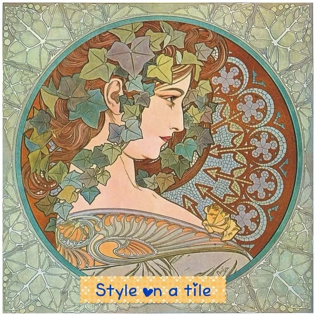 Jugendstil Alphonse Mucha Ivy Lady 9cm Quadratische Getränke Untersetzer Matte Auflage