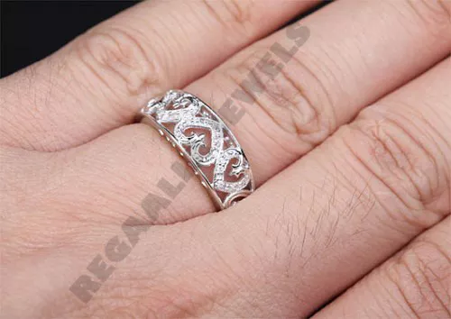 14K New Women's White Gold Plated Round Cut Moissanite Ring Wedding Band 2 Ct