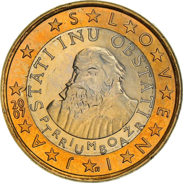 [#365211] Slovénie, 1 Euro, Primoz Trubar, 2007, SPL+, Bi-Metallic