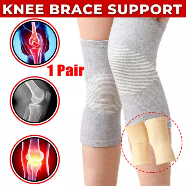 1 Pair Knee Support Brace Bamboo Compression Sleeve for Men Women Pain Relief~