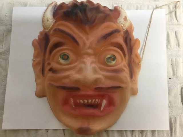 Vintage Rare Crazy Eyed Devil Halloween Mask Demon 1960s Y247