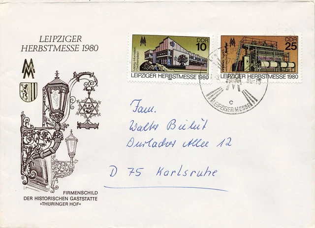 DDR - Ersttagsbrief - "Leipziger Herbstmesse 1980 - Gaststätte Thüringer Hof"