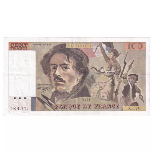 [#148655] France, 100 Francs, Delacroix, 1991, X.170, EF, Fayette:69bis.3a1