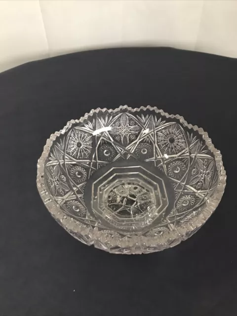 Vintage Imperial Sawtooth Edge Clear Cut Glass Pedestal Dish Bowl
