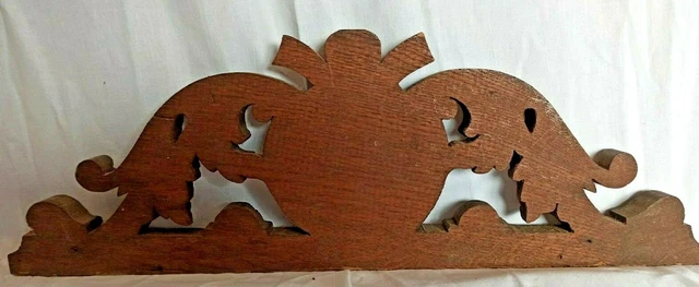 Antique French Wood Carved Oak Pediment Architectural Salvage 5