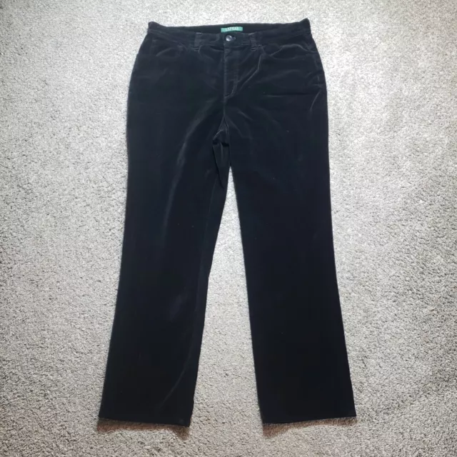 Lauren Ralph Lauren Velvet Pants Womens 12 Black Straight Leg