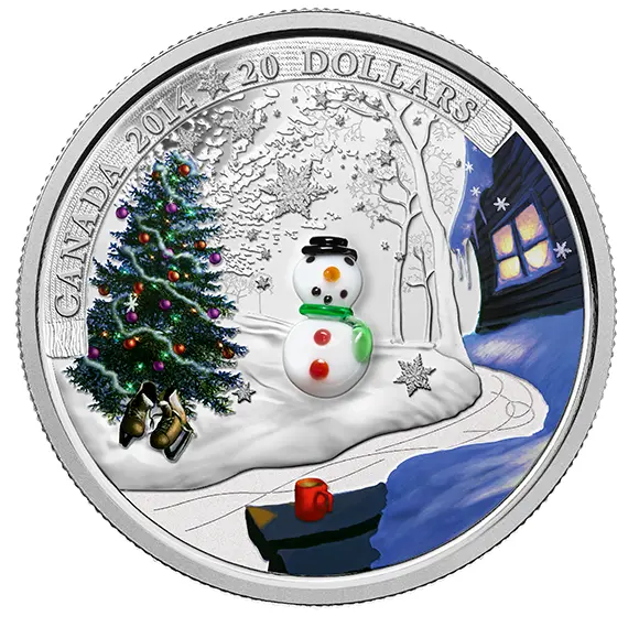 1 oz. Fine Silver Coin - Venetian Glass Snowman - Mintage: 10,000 (2014)