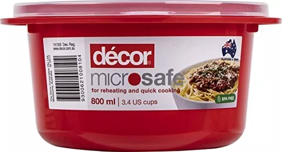 Decor Round Microsafe 800ml Red Container  FNQVariety S4 AU STOCK