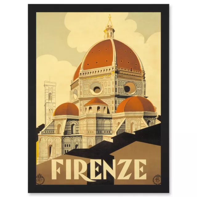 Travel Tourism Florence Italy Basilica Santa Maria Fiore A4 Framed Art Print