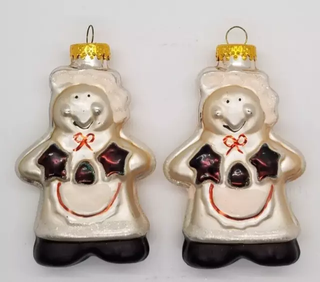 Vintage Set of 2 G&D Gingerbread Blown Glass Ornaments 4"