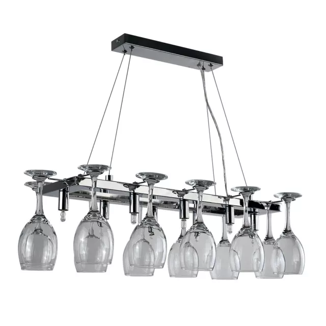 Chrom 8-Wege Deckenleuchte über Theke Küche Insel Lampe Weinglas Halter A+