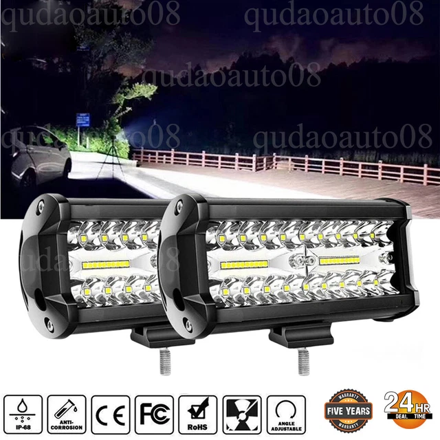 7" 60W White LED Work Light Bar Spot Fog Driving Lamp fit Polaris Sportsmen RZR