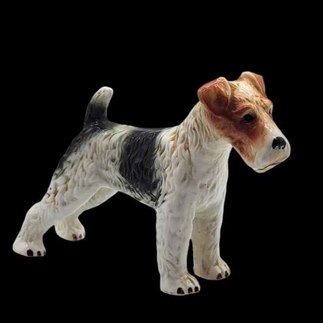 Vintage Porcelain Miniature Fox Terrier DOG decorative figure statue  4"