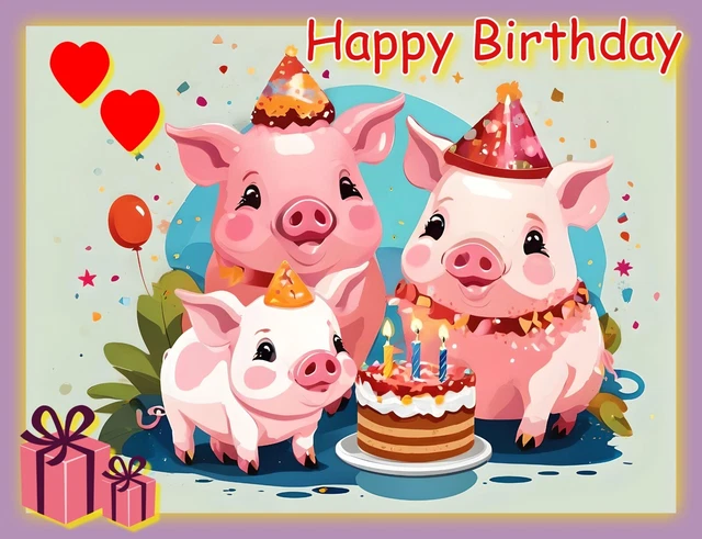ALLES GUTE ZUM Geburtstag Schweine Karte A5 Grußkarten Schwein süß leer