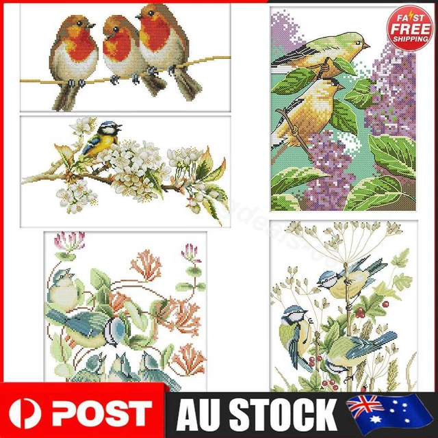 Home Decor DIY Cross Stitch Kits 14CT Stamped Cute Bird Embroidery Art Canvas