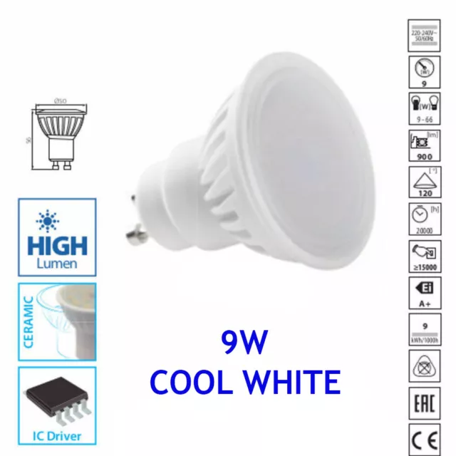 9W 900lm GU10 LED Spot Light Bulb Spotlight Lamp 6000K Cool White Energy Saving