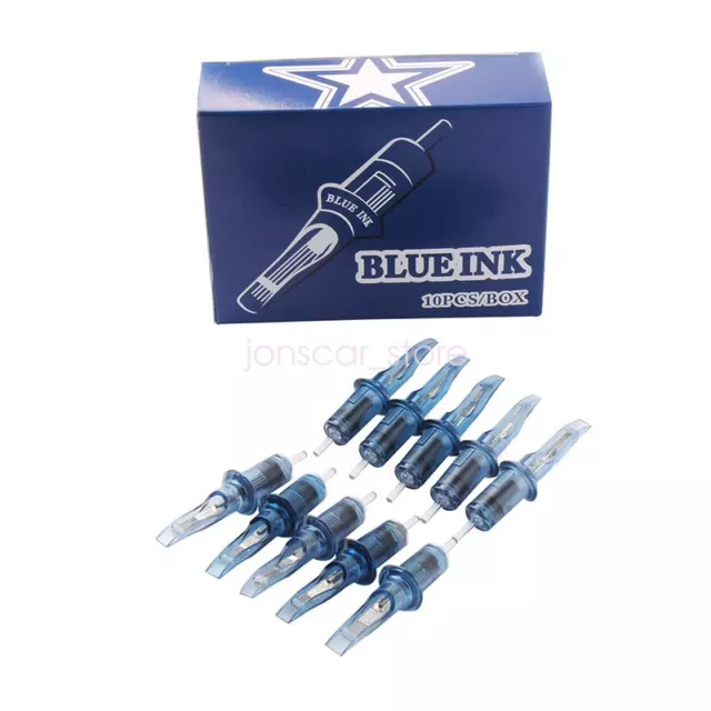 Blue Ink 10Pcs Disposable Cartridge Sterilized Tattoo Needle Supplies RL M1 RM