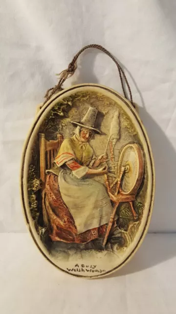 Ivorex Osborne Antique Wall Plaque "A Busy Welsh Woman".