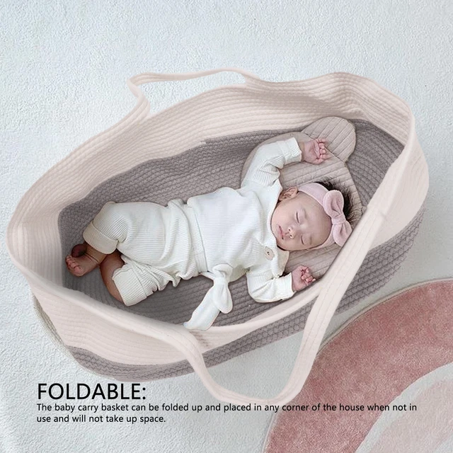 Baby Carrying Basket Cotton Rope Weaved Foldable Diaper Stackers Caddies