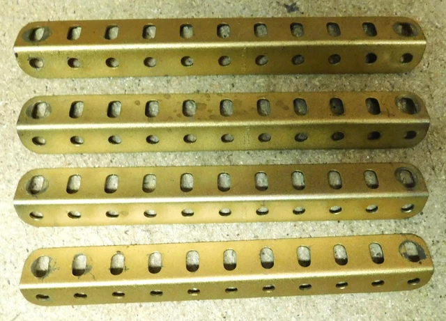 20 Cornières Meccano 25 Trous 32cm Vintage Années 36/58 Boîte 4a à 10