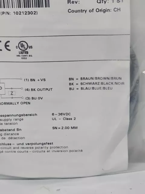 Baumer IFRM 08P1701/L proximity switch sensor IFRM08P1701/L 3