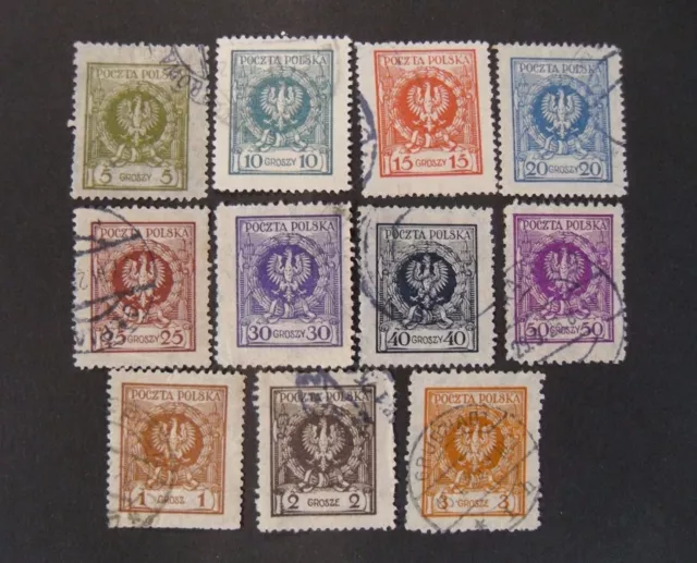 POLONIA,POLAND,POLSKA 1924 " Aquila in corona d'alloro" 11 Valori cpl set USED