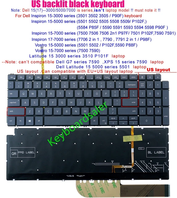 TECLADO DELL INSPIRON 5501 5502 5504 5505 PLATEADO ESPAÑOL RETROILUMINADO CON PALMREST PLATEADO 6 B