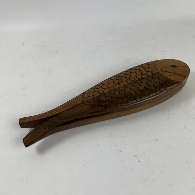 Vintage Carved Wooden Treen Fish Nutcracker Scandinavian Design 3