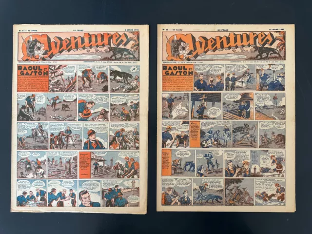 lot 2 AVENTURES N° 9. 10 de 1941 -SUPERMAN .YORDI X9 FANTOME  Périodique rare