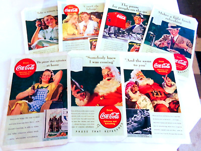Collectible Coca Cola Advertising, 1939-1941 Print Ads (9) Very Good Cond.