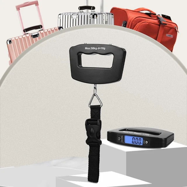 Balance à Bagages Numérique Portable - Pèse Jusqu'à 50 Kg - Écran LCD - Poignée Ergonomique - Pour Voyage, Pêche, Courses