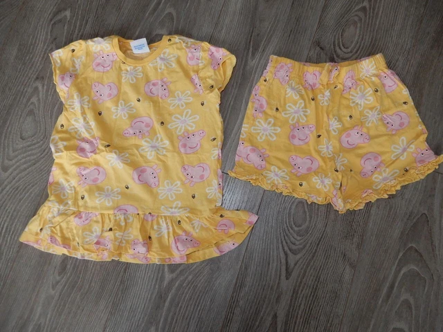 GIRLS ~ 5 6 years ~ PEPPA PIG Summer OUTFIT 3pc YELLOW Shorts TOP Headband SET