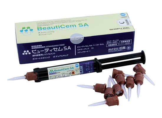 SHOFU BeautiCem SA is a self-etch, self-adhesive, dual-cure resin cement IVORY