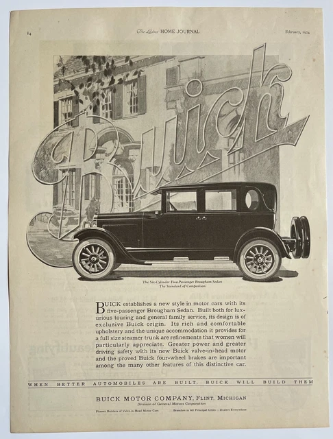 1924 Buick Motor Co. Brougham Sedan 6 Cylinder 5 Passenger Print Ad-CRC2