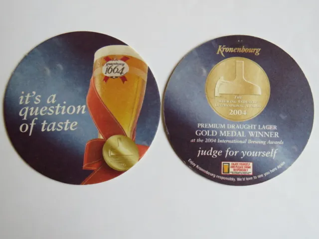 Vintage Bière Barre Dessous : Kronenbourg 1664 ~ Doré Médaille En 2004; Obernai,