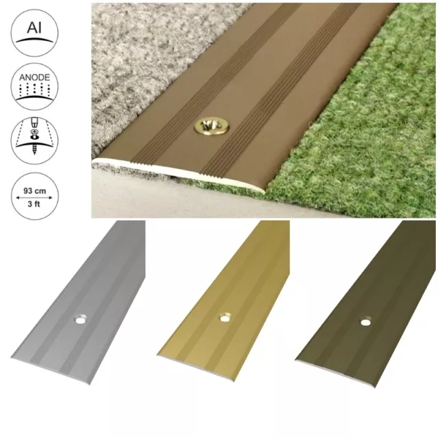 35mm COVER - STRIP ANODISED-ALUMINIUM-DOOR-FLOOR-BAR-TRIM-THRESHOLD -Carpet flat