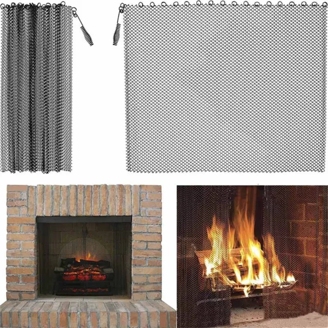 Sleek and Functional Fireplace Mesh Guard Metal Door Curtains for Safety