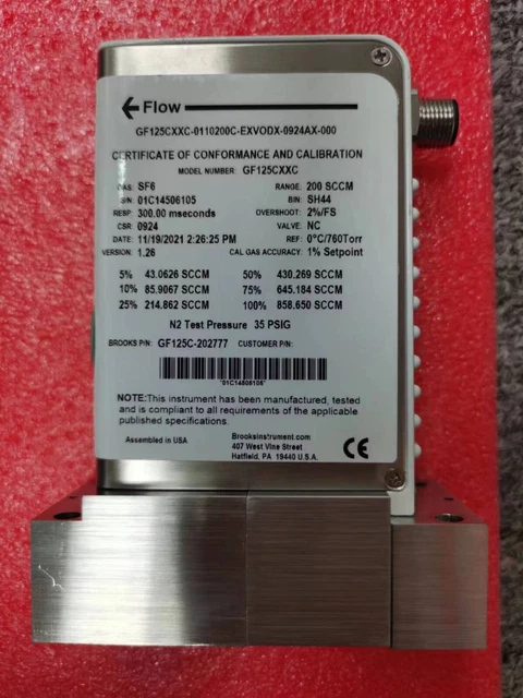 BROOKS GF125CXXC-0110200C-EXVODX-0924AX-000 Mass Flow Controller,GF125C-202777,