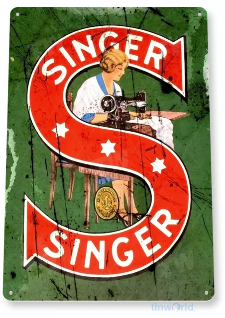 TIN SIGN Singer Sewing Machine Tin Metal Sign Retro Collectible Decor B247