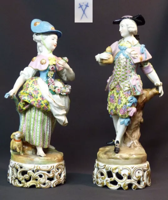 AA 18èm rare porcelaine groupe Meissen saxe 2,9kg34c couple romantique coquilles