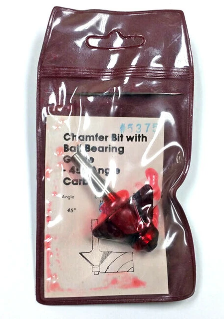 5/8" HT Carbide Tipped Chamfer Bit Ball Bearing Guide 45 Angle 1/4" Shank 5375