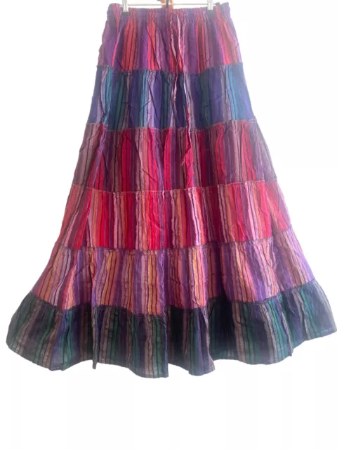 Boho Long SKIRT, Purple, PINK, GREEN, Summer layered Festival Hippie Maxi style