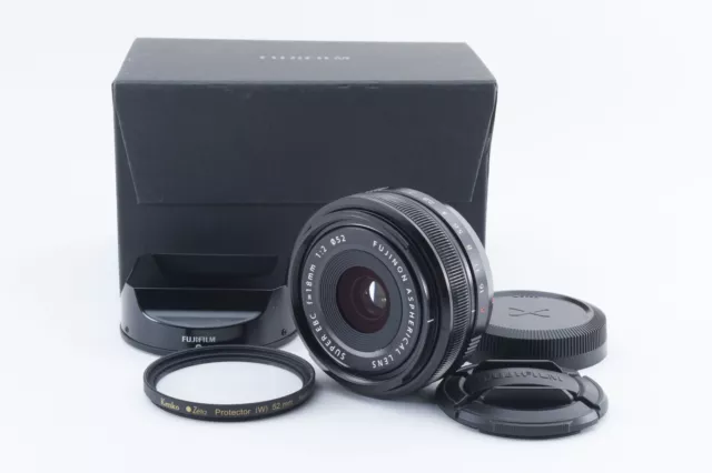 Fujinon Fuji XF 18mm f/2 R lens Fujifilm X Series w/Hood From Japan [Near Mint]
