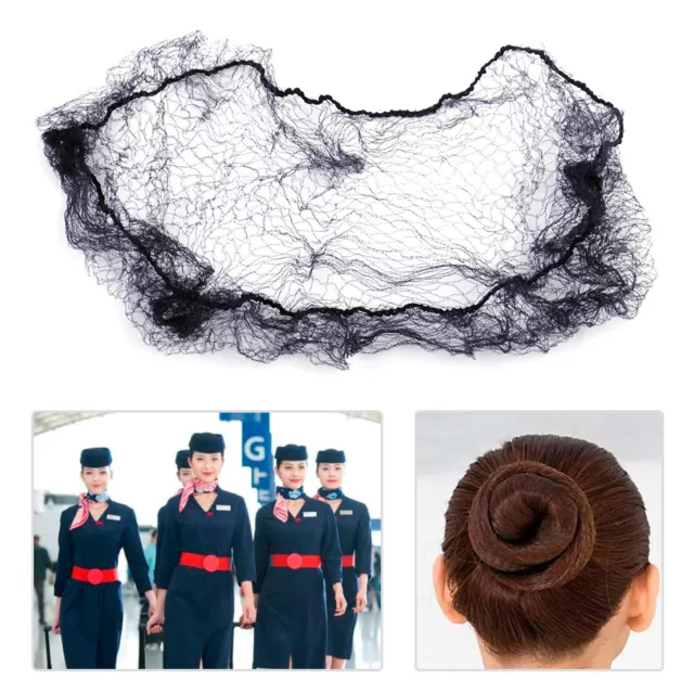 20x Black Invisible Hair Nets Elastic Edge Mesh Bun Cover Stretch Net Wig Cap lp