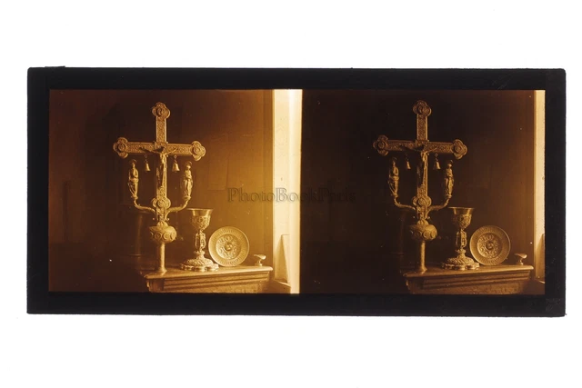 Musée Reliquaire France Photo Stereo Glass Plate Vintage c1930