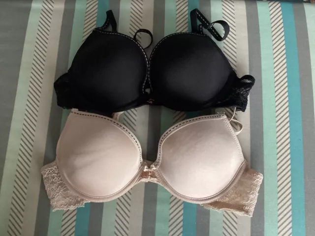 Nautica Intimates Women's 2 Pair Pack Lace Removable Pads Bras Size Medium  
